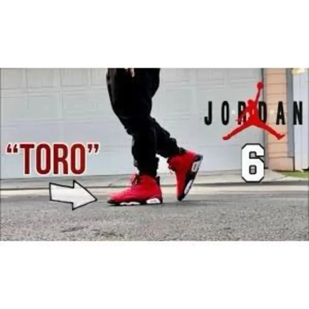 Nike Kids Size 10.5C Air Jordan 6 Retro Toro Bravo Sneakers Varsity Red Suede